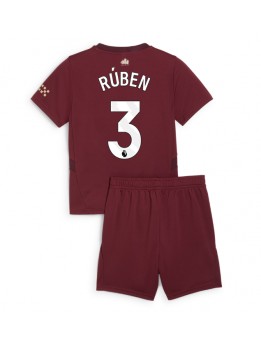 Manchester City Ruben Dias #3 Ausweichtrikot für Kinder 2024-25 Kurzarm (+ Kurze Hosen)